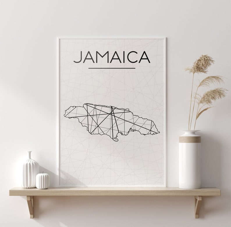 Jamaica Map Jamaica Wall Art Jamaica Art Jamaica Poster Etsy