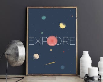 Sonnensystem, Kunstdruck, Space Print (Digitaler Download)