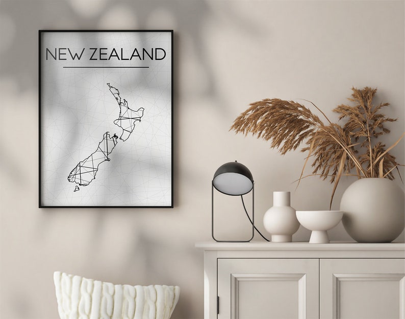 New Zealand Map New Zealand Wall Art New Zealand Art New Etsy