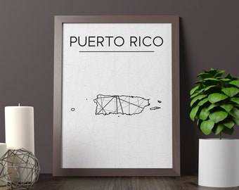Porto Rico Karte Kunstdruck, Minimalistische Insel Dekor (Digitaler Download)