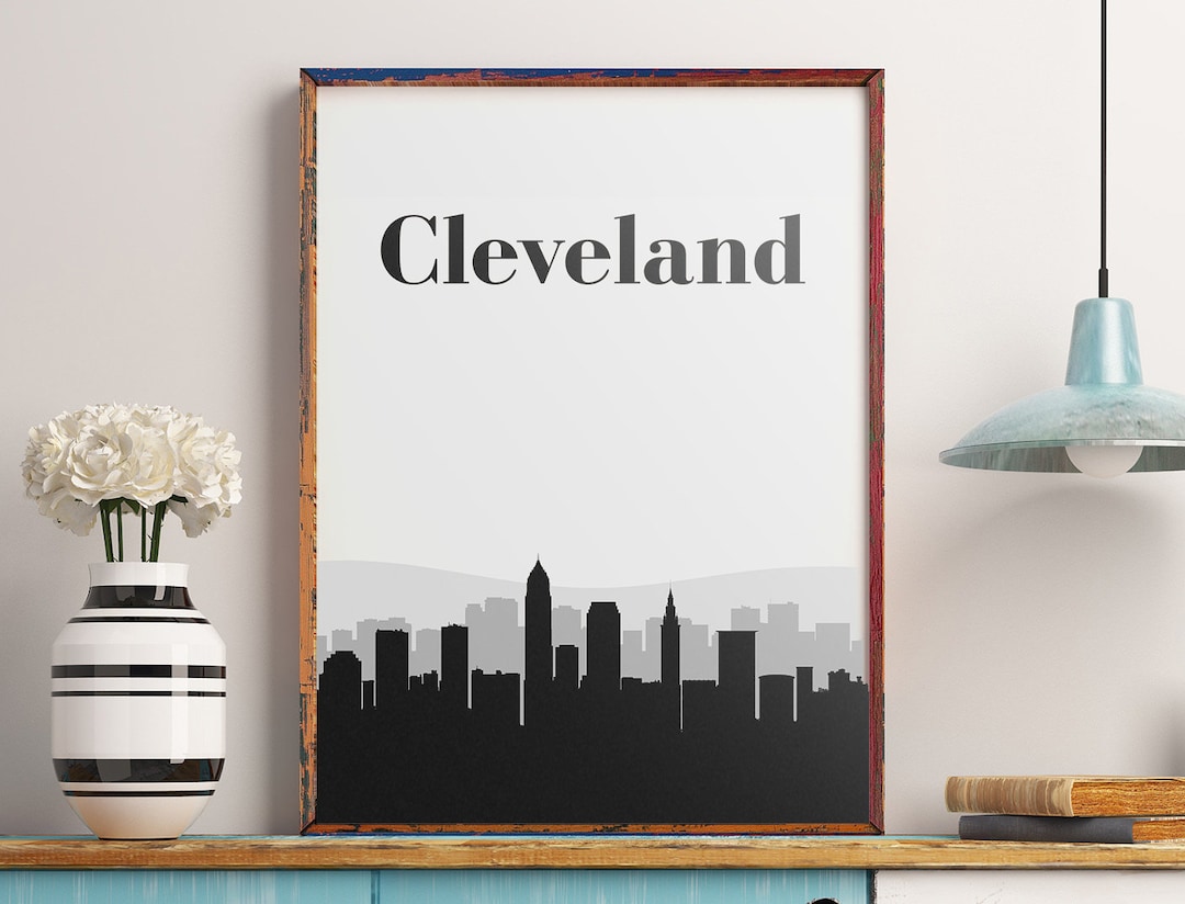 Cleveland Skyline Art Cleveland Wall Art Cleveland Cityscape Etsy