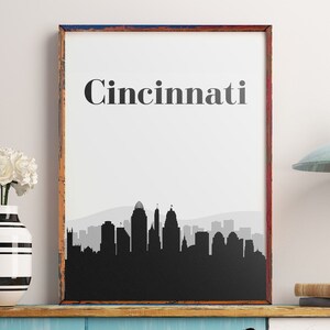 Cincinnati Wall Art Print, Cincinnati Art, Cincinnati Skyline, Cincinnati Print, Cincinnati Printable, Cincinnati Decor, Skyline Art Print