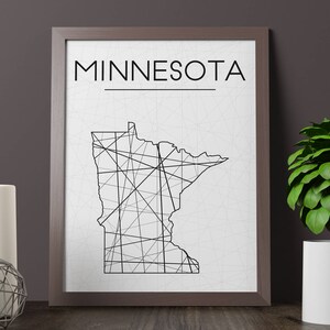 Minnesota Art, Minnesota Print, Minnesota Map Print, Minnesota Wall Decor, USA Art, Minnesota Printable, Geometric Art, JPG