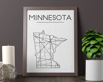 Geometric Minnesota Map Print, USA Wall Art (JPG)