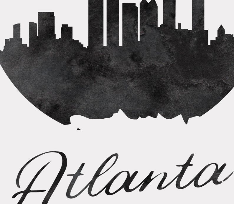 Watercolor Art Atlanta Skyline Cityscape Atlanta Poster Atlanta Print Atlanta Wall Decor Office Decor Georgia Art Atlanta Wall Art