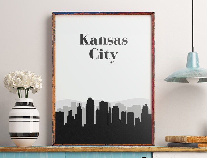 Kansas City Print Kansas City Wall Art Kansas City Skyline Etsy