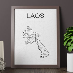 Laos Map, Laos Wall Art Print, Laos Printable, Laos Art, Laos Print, Laos Poster, Laos Sign, Laos JPG, Laos Map Art Home Decor