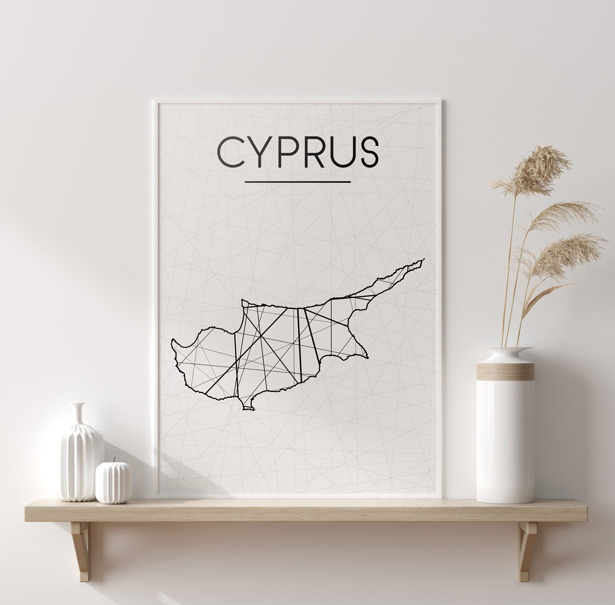 Cyprus Map Cyprus Wall Art Cyprus Art Cyprus Poster Cyprus Etsy