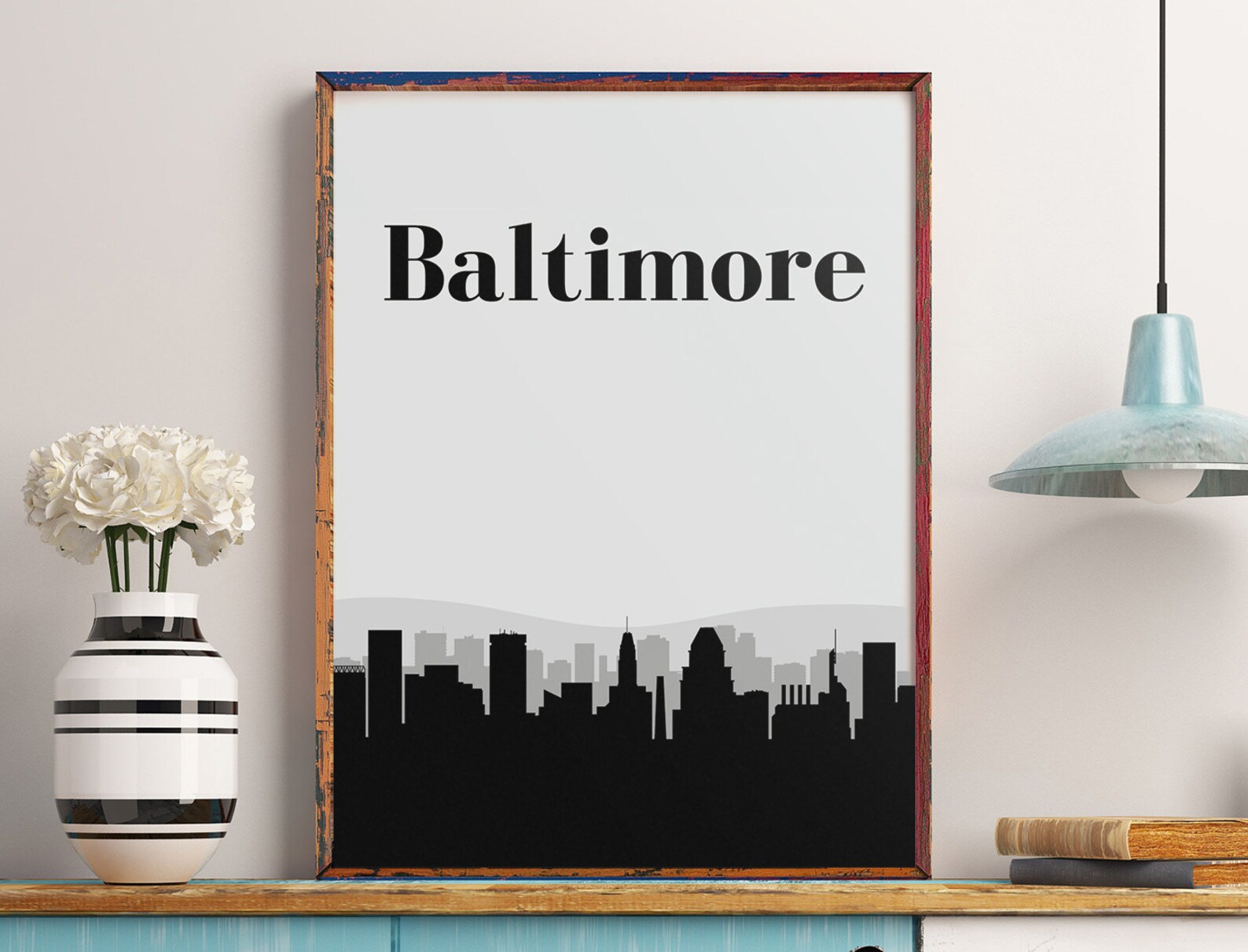 Baltimore Wall Art Print Baltimore Art Baltimore Skyline Etsy