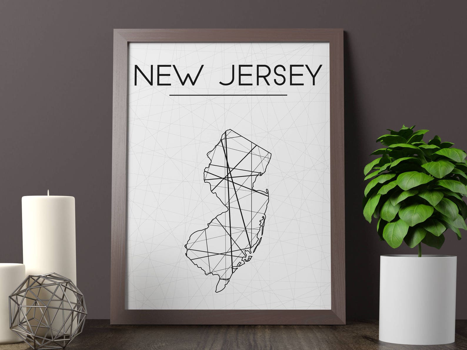 New Jersey Map New Jersey Wall Art New Jersey Art New Etsy