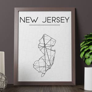 New Jersey Map, New Jersey Wall Art, New Jersey Art, New Jersey Poster, New Jersey Room Decor, Map Print, Printable Map, Instant Download