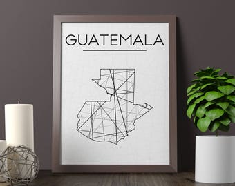 Guatemala Karte Kunstdruck, geometrische Wanddekoration (digitaler Download)