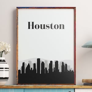 Houston Print, Houston Wall Art Print, Houston Art, Houston Skyline, Houston Printable, Houston Wall Decor, Houston Sign, Skyline Art Print