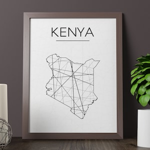 Kenia Karte, Kenia Wand Kunstdruck, Kenia druckbare, Kenia Kunst, Kenia Druck, Kenia Poster, Kenia Zeichen, Kenia JPG druckbare Wandkunst