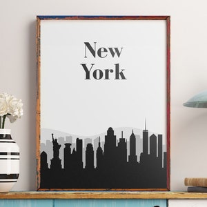 New York Wall Art Print, New York Art, New York Skyline, New York Print, New York Printable, New York Wall Decor, New York Sign, Skyline Art