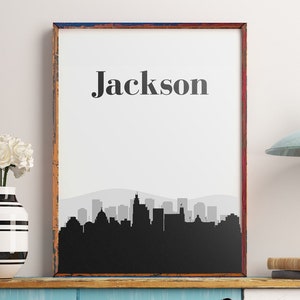 Jackson Wall Art Print, Jackson Art, Jackson Skyline, Jackson Print, Jackson Printable, Jackson Wall Decor, Jackson Sign, Skyline Art Print