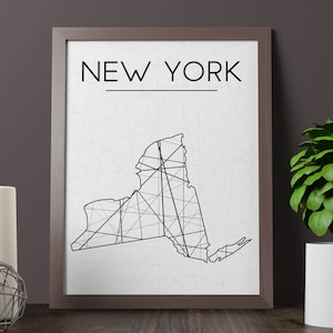 New York Map, New York Wall Art, New York Art, New York Poster, New York Room Decor, New York Print, New York Printable, Instant Download
