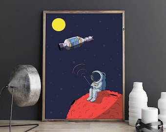 Astronaut, Galaxie Druck, Jungen Zimmer Dekor (Digitaler Download)