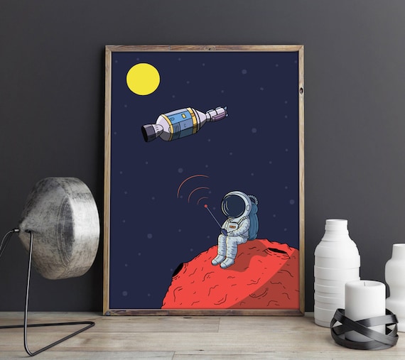 Astronaut Galaxy Print, Boys Room Decor (Digital Download)