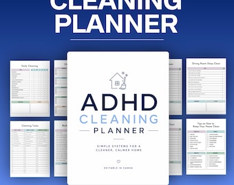 ADHS Reinigungsplaner, Canva Vorlage, druckbare Reinigungscheckliste, bearbeitbarer Reinigungsplan, digitaler Download