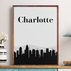 Charlotte Wall Art Print, Charlotte Art, Charlotte Skyline, Charlotte Print, Charlotte Printable, Charlotte Wall Decor, Charlotte Sign