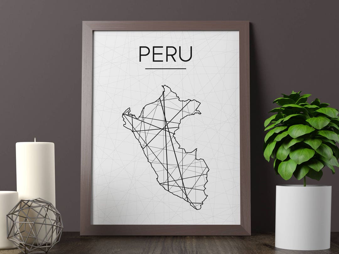 Peru Map Peru Wall Art Peru Art Peru Print Peru Poster Etsy