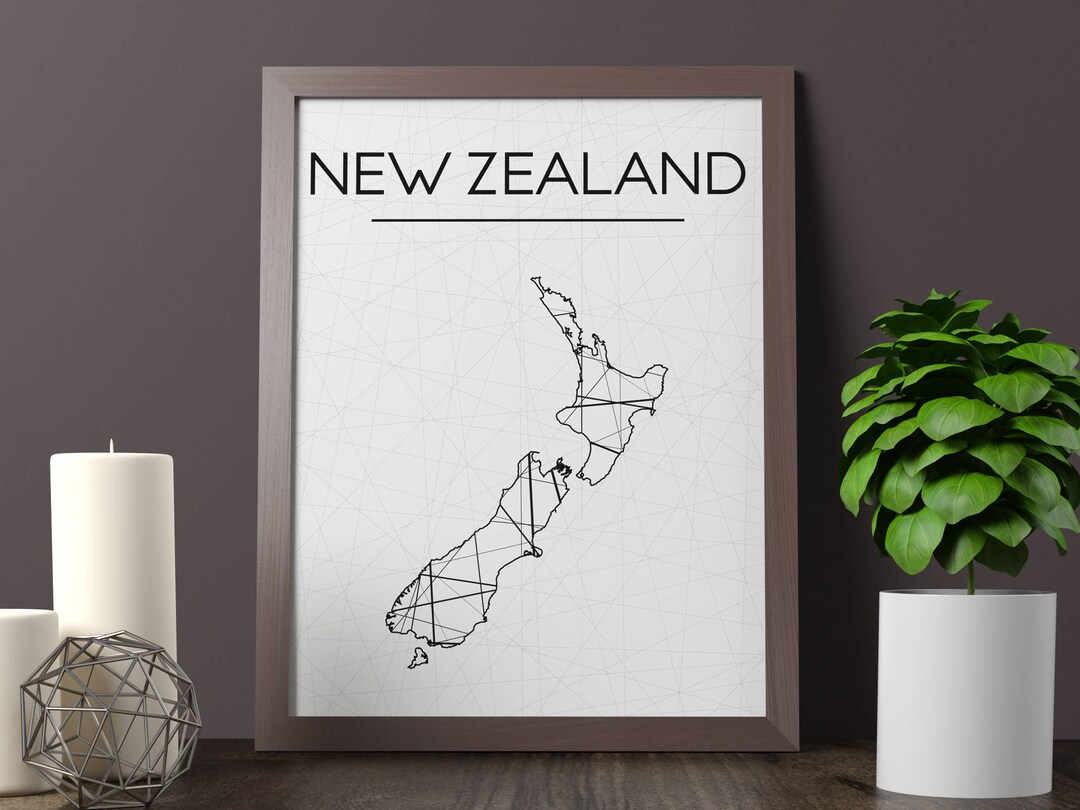 New Zealand Map New Zealand Wall Art New Zealand Art New Etsy