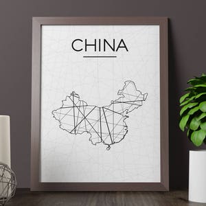 China Map, China Wall Art, China Art, China Poster, China Room Decor, China Print, China Printable, China Map Art, China Instant Download