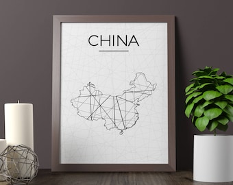 China Map Art Print, Minimalist Home Decor (Instant Download)