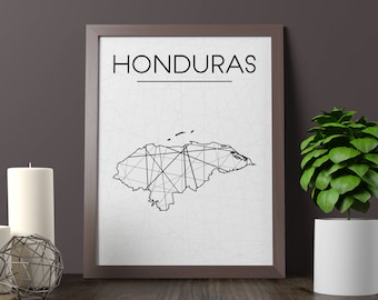 Honduras Karte Kunstdruck, minimalistisches Line Design (Digitaler Download)