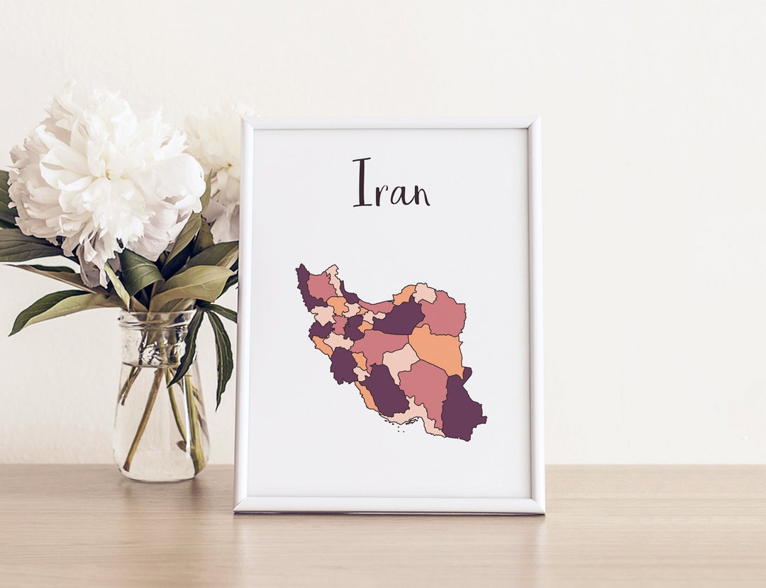 Iran Map Print Iran Wall Art Iran Art Iran Poster Iran Etsy