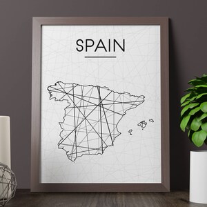 Spain Map, Spain Wall Art, Spain Art, Spain Printable, Spain Poster, Spain Print, Spain Room Decor, Geometric Art, Instant Download