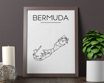 Bermuda Karte Kunstdruck, minimalistische Insel Dekor (digitaler Download)