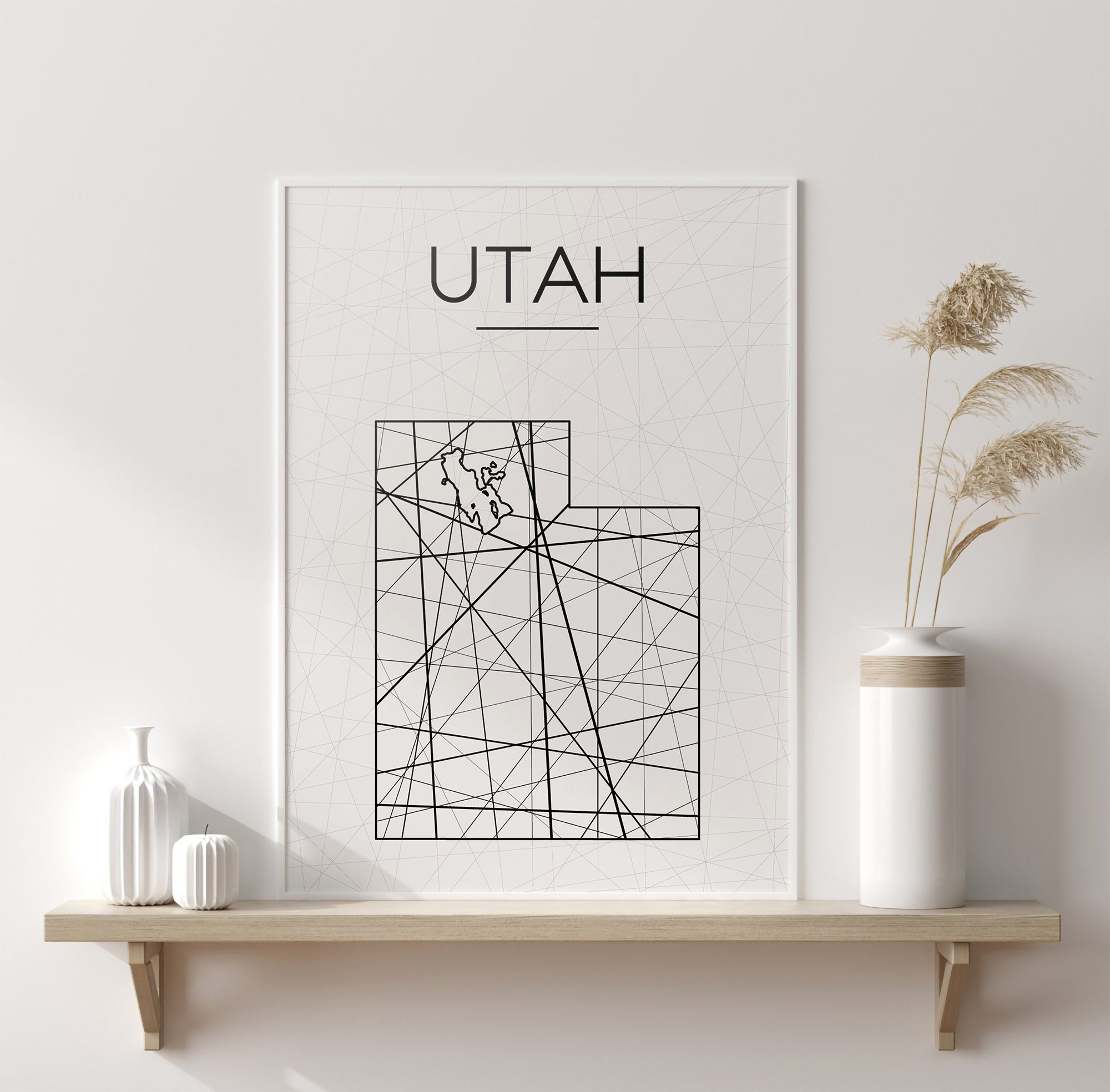 Utah Map Utah Wall Art Utah Art Utah Poster Utah Room Etsy