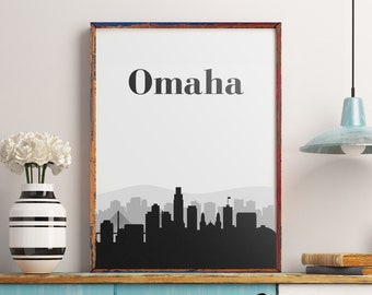 Omaha Skyline Kunstdruck, Stadtbild Silhouette (Digitaler Download)