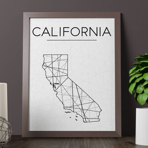 California Map, California Wall Art, California Art, California Poster, California Room Decor, California Print, California Print