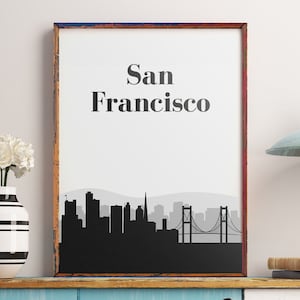 San Francisco Wall Art Print, San Francisco Art, San Francisco Skyline, San Francisco Print, San Francisco Printable, San Francisco Sign