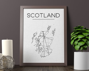 Minimalistische Schottland Karte Kunstdruck (Digitaler Download)