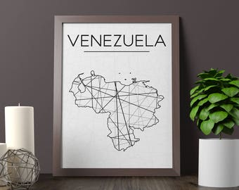 Venezuela Map Art, Modern Geometrisch Karte (Digitaler Download)