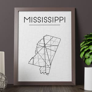 Mississippi Map Print, Mississippi Wall Art, Mississippi Art, Mississippi Poster, Mississippi Room Decor, Mississippi Print, Imprimable Map