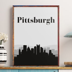 Pittsburgh Wall Art Print, Pittsburgh Art, Pittsburgh Skyline, Pittsburgh Print, Pittsburgh Printable, Pittsburgh Wall Decor, Pittsburgh Kaart