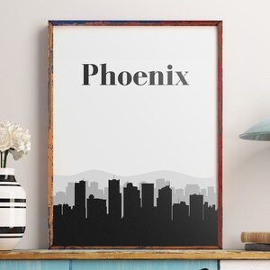 Phoenix Print, Phoenix Wall Art, Phoenix Skyline Cityscape, Phoenix Art, Phoenix Wall Decor, Phoenix Art Print, Phoenix Office Decor
