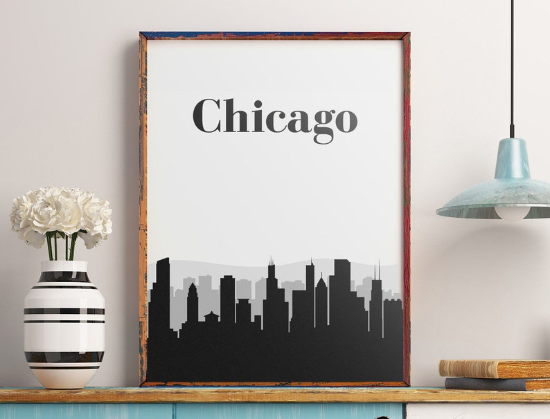 Chicago Wall Art Print Chicago Printable Chicago Art Etsy