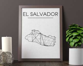 El Salvador Karte Kunstdruck, minimalistisches Wohndekor (Digitaler Download)
