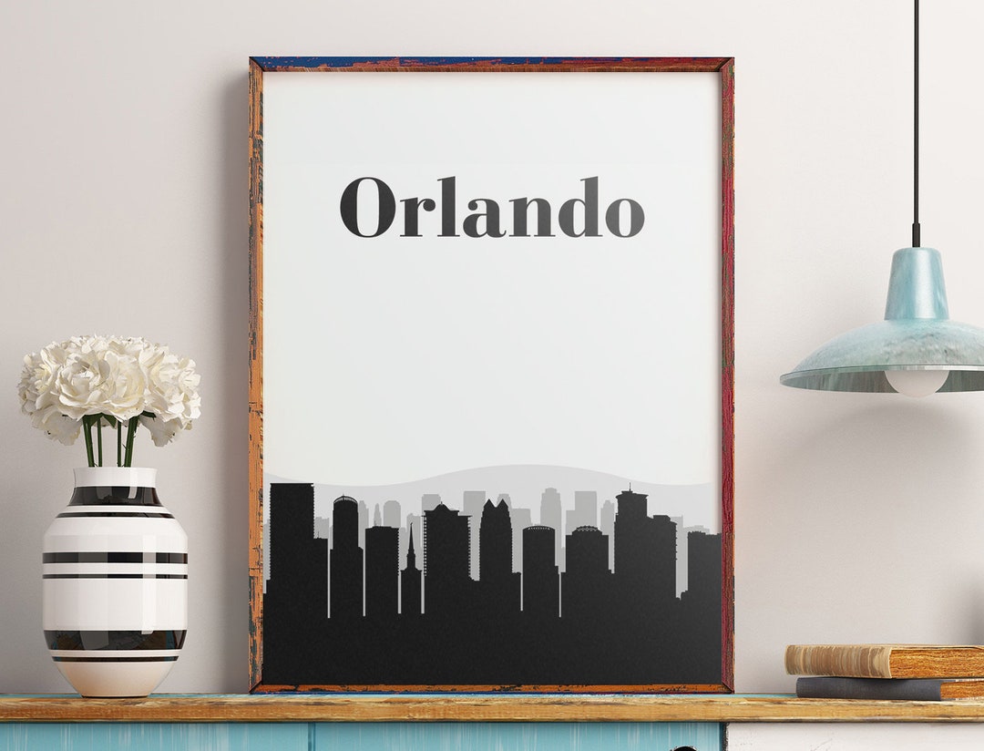 Orlando Wall Art Print Orlando Art Orlando Skyline Orlando Etsy France