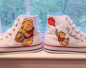 Hand Painted Winnie the Pooh Converse High Top Custom Shoes
