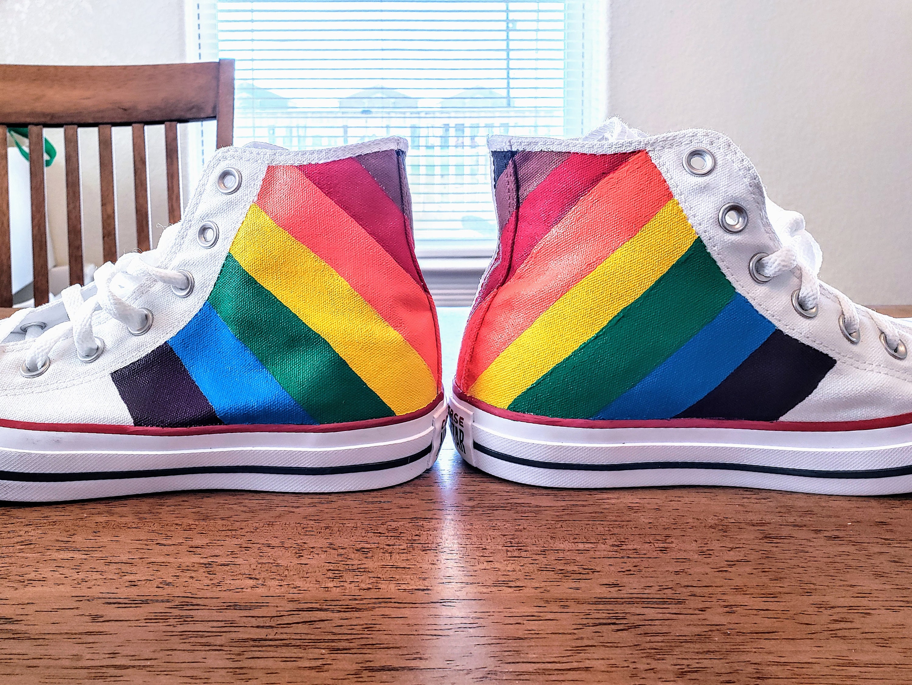 Hand Painted Rainbow High Shoes - Etsy