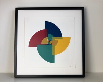 Golden Spiral Art | Fibonacci Screen Print | Abstract Geometric | Modern Wall Art | Limited Edition Original Screenprint by Emily Thompson