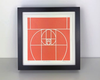 Golden Spiral Screen Print | Geometric Art | Fibonacci Print | Symmetrical Wall Art | Limited Edition Original Screenprint by Emily Thompson