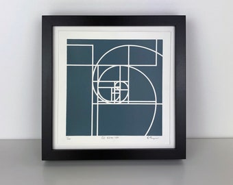Fibonacci Screen Print | Geometric Art Print | Golden Spiral Art | Modern Wall Art | Limited Edition Original Screenprint by Emily Thompson